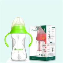Baby Show biberones de plástico para bebé, chupete de silicona, fácil de llevar, botella de agua potable para niños, biberón de alimentación, 240ML, 300ML