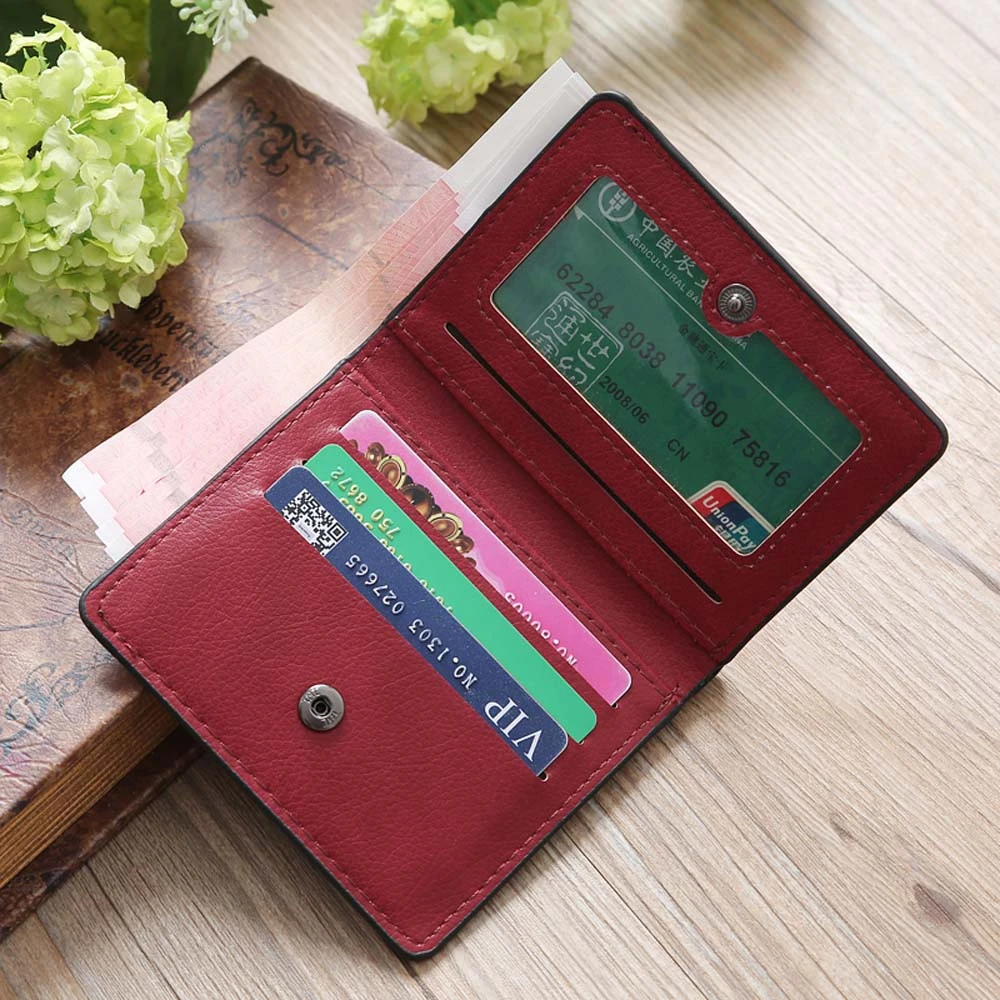 Wallet Female Women Leather Folding Coin Purse Hasp Short Vintage Fashion Lady Wallet For Credit Cards Carteira Feminina 816