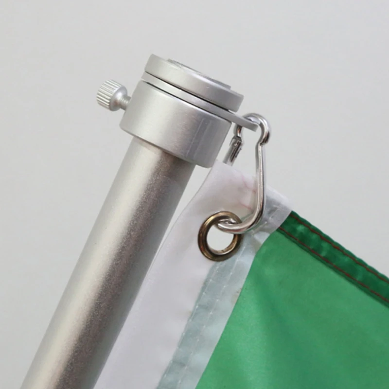 Aluminum Alloy Flagpole Rings with Fixed Carabiner Hook 360 Degree Rotating Anti Wrap Flag Mounting Spinning Kit 2Pcs