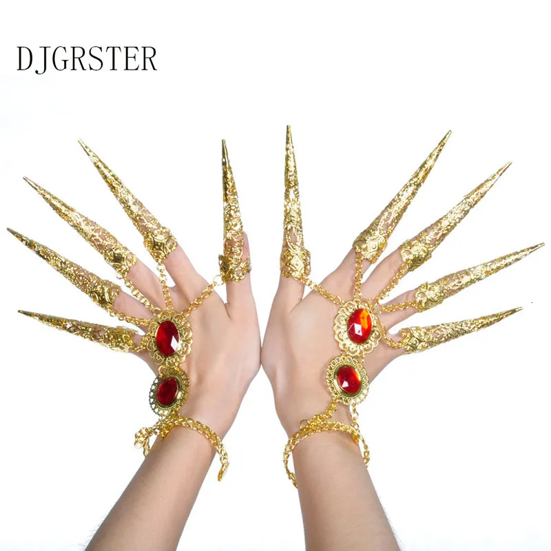 DJGRSTER Indian Jewelry Bracelets Thousands Hands Guanyin India Dancewear Bollywood Fingernail Accessories Dance Bracelets Gold (2)