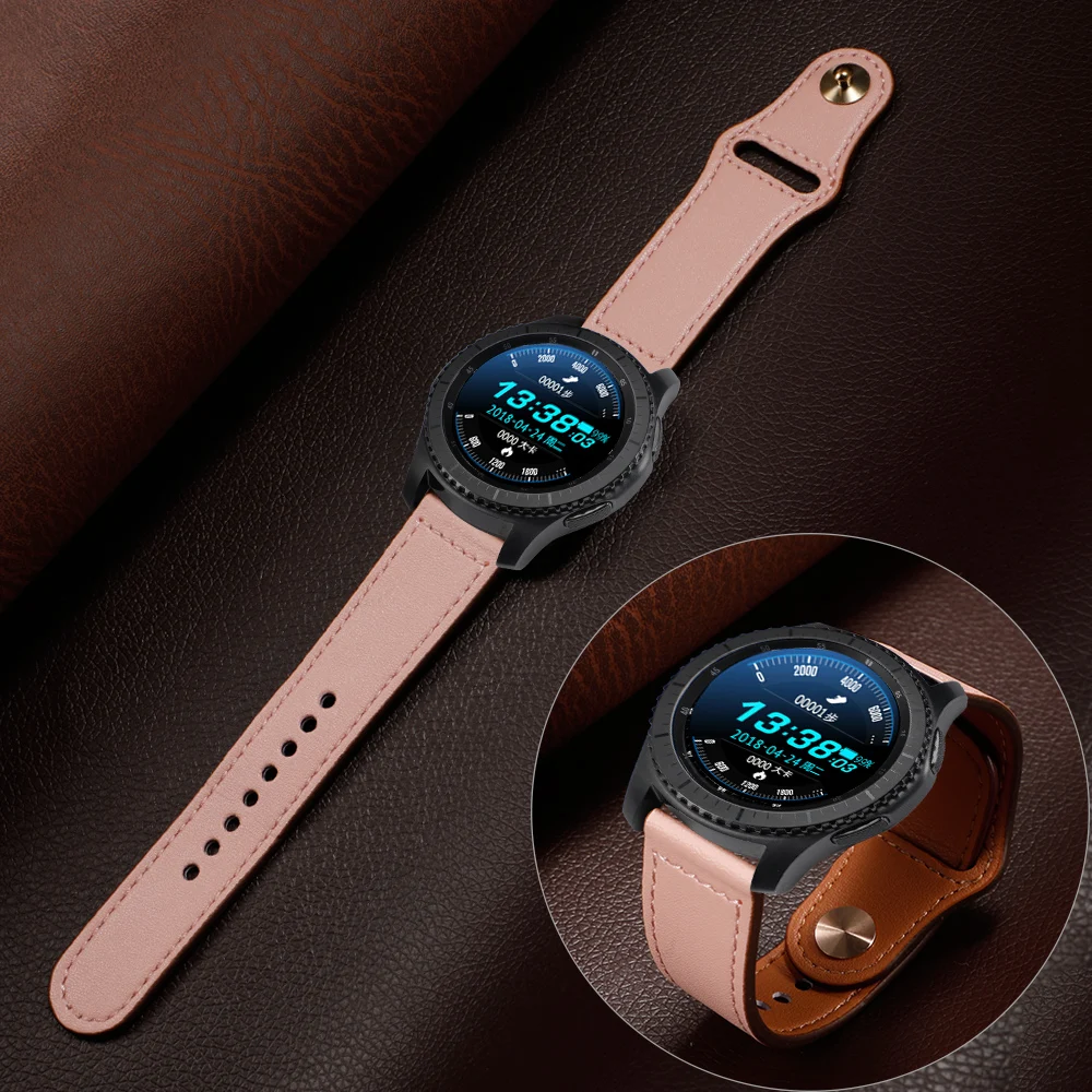 Ремешок кожаный для Samsung Galaxy Watch 46 мм браслет Gear S3 Frontier Band Huawei Gt 2 GT2 22 мм|Ремешки