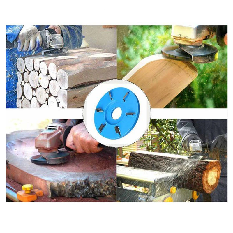 FGHGF Blue 3/4/5/6 Teeth Carpentry Blade Wood Carving Knife Tea Table Angle Grinder Polish Disc Woodworking Tool Fittings