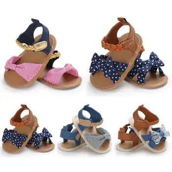 

Newest Summer Newborn Infant Baby Girls Bow-Knot Sandals 2020 Fashion Infant Girl Bowknot Striped Moccasin Shoes 1st Prewalker