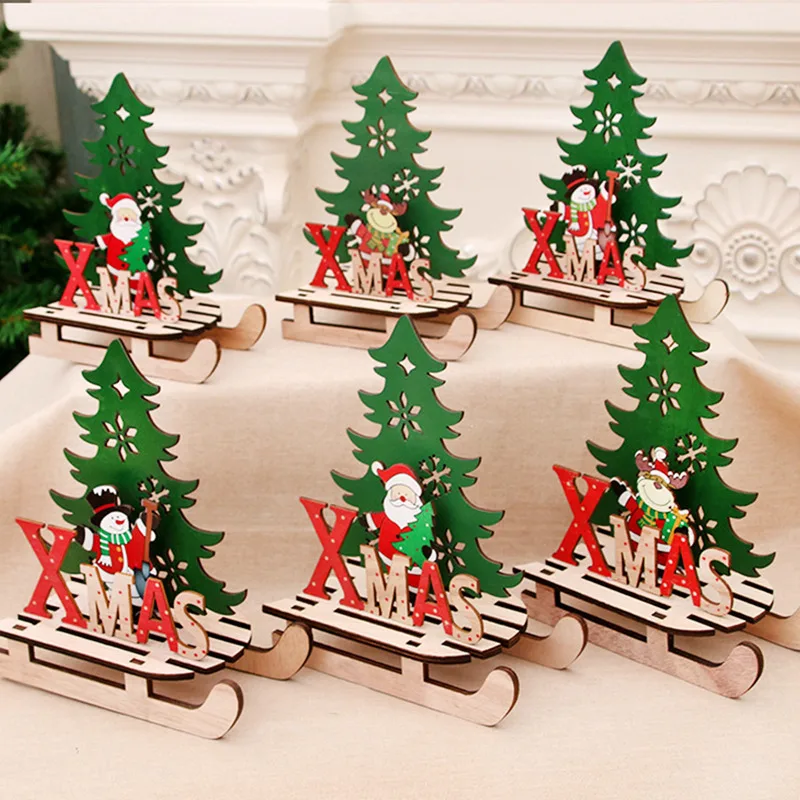 PATIAMTE Wooden Christmas Decorations Santa Claus/Elk/Snowman Ornaments Christmas Decoration For Home New Year Decorations