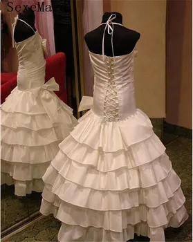 

New Ivory White Flower Girls Dresses Lace Appliques Pageant Gown First Communion Dresses Kids Clothes Custom Made Size