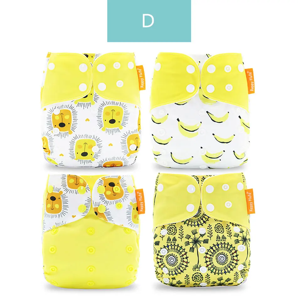 D only diaper Happyflute 4 шт./компл. моющиеся экологически чистые тканевые подгузники; регулируемый пеленки Многоразовые подгузники из ткани подходит 0-2years, на Возраст 3-15 кг для малышей - Цвет: D only diaper