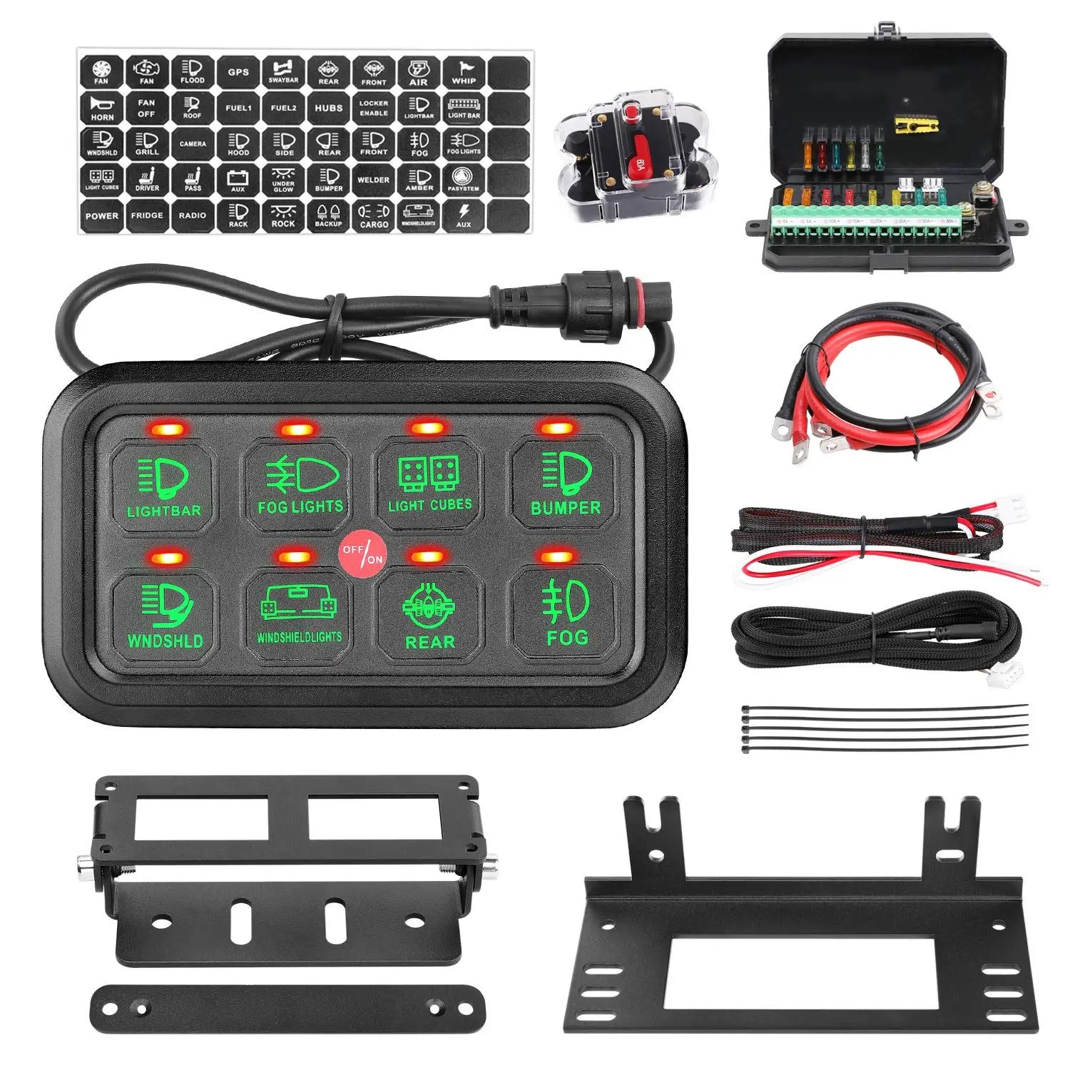 US $115.23 Universal 8 Gang LED Switch Panel Electronic Relays System Touch Circuit Control Panel Box for Truck Caravan Boat UTV ATV SUV