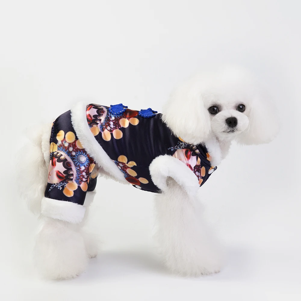 Четыре ноги зимние Домашние животные Тан дизайн теплая одежда для собак рождественские костюмы собака пальто куртка костюм верхняя одежда