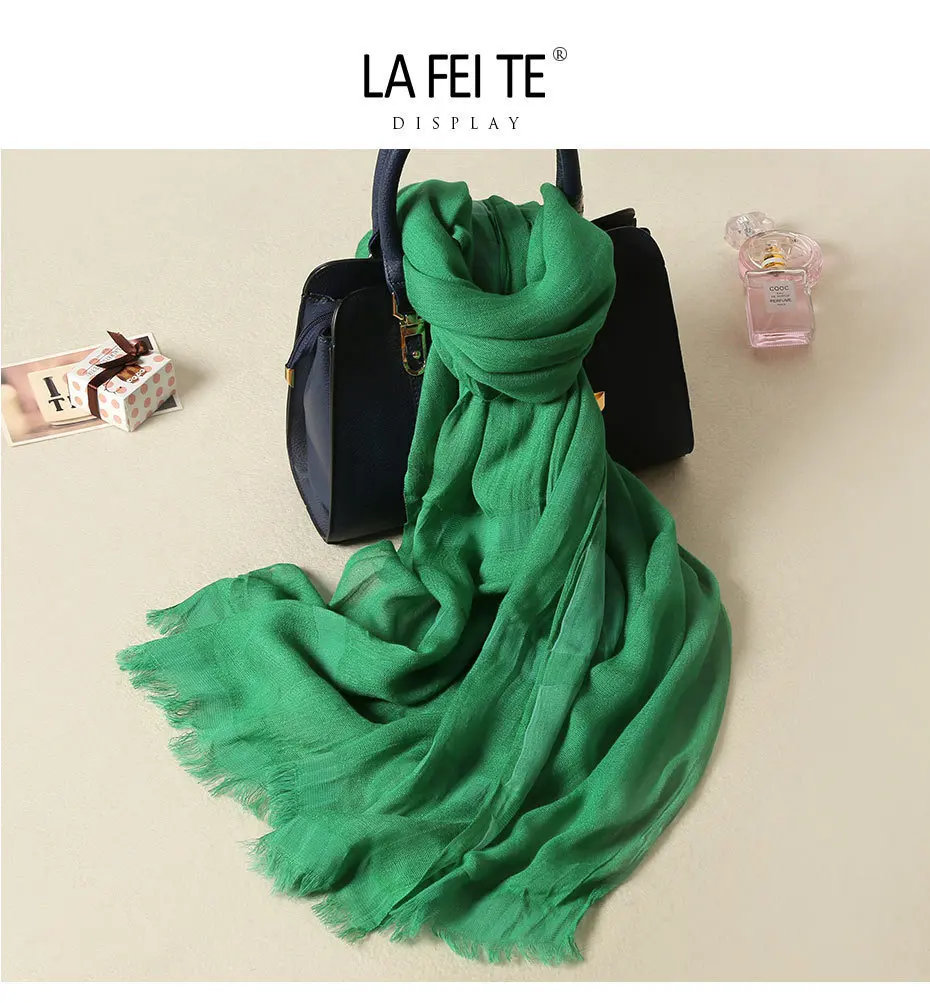 Длинный Шифоновый саржевый шелковый шарф, женский, хиджаб, палантин, шаль, Пляжный платок для женщин, волосы на шее, атласный зеленый шарф для женщин