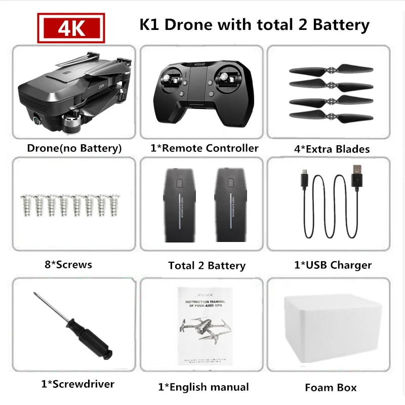 Visuo ZEN K1 Радиоуправляемый Дрон с GPS 4K Квадрокоптер с камерой управление жестами Квадрокоптер Flight 28mins следить за мной Дрон VS F11 B4W SG906 - Цвет: Foam Box 2B