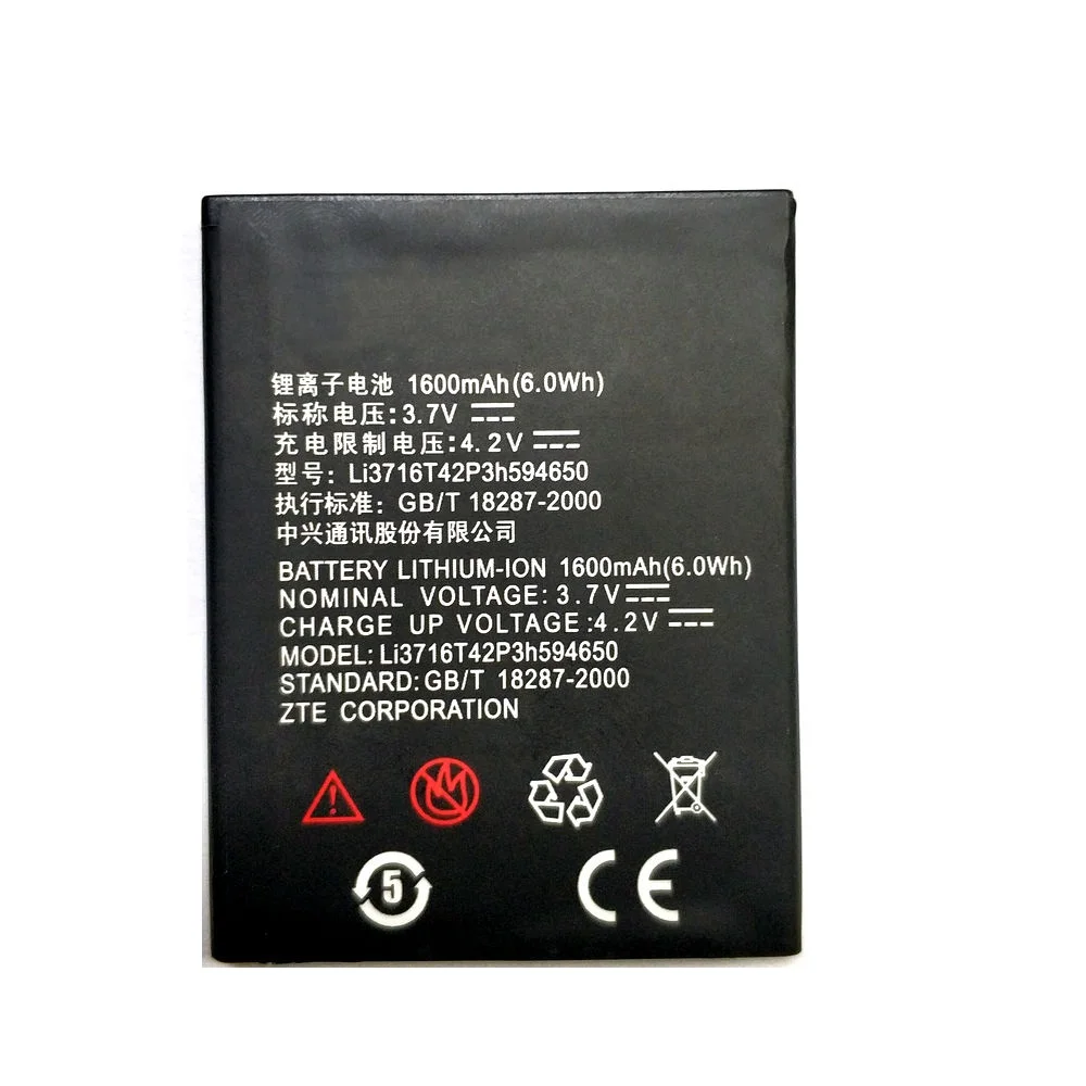 Аккумулятор Li3818T43P3h594650 1600 мАч для телефона ZTE U970 v807 V930 U930 N970 V970 V889S V889M U795 2019 |