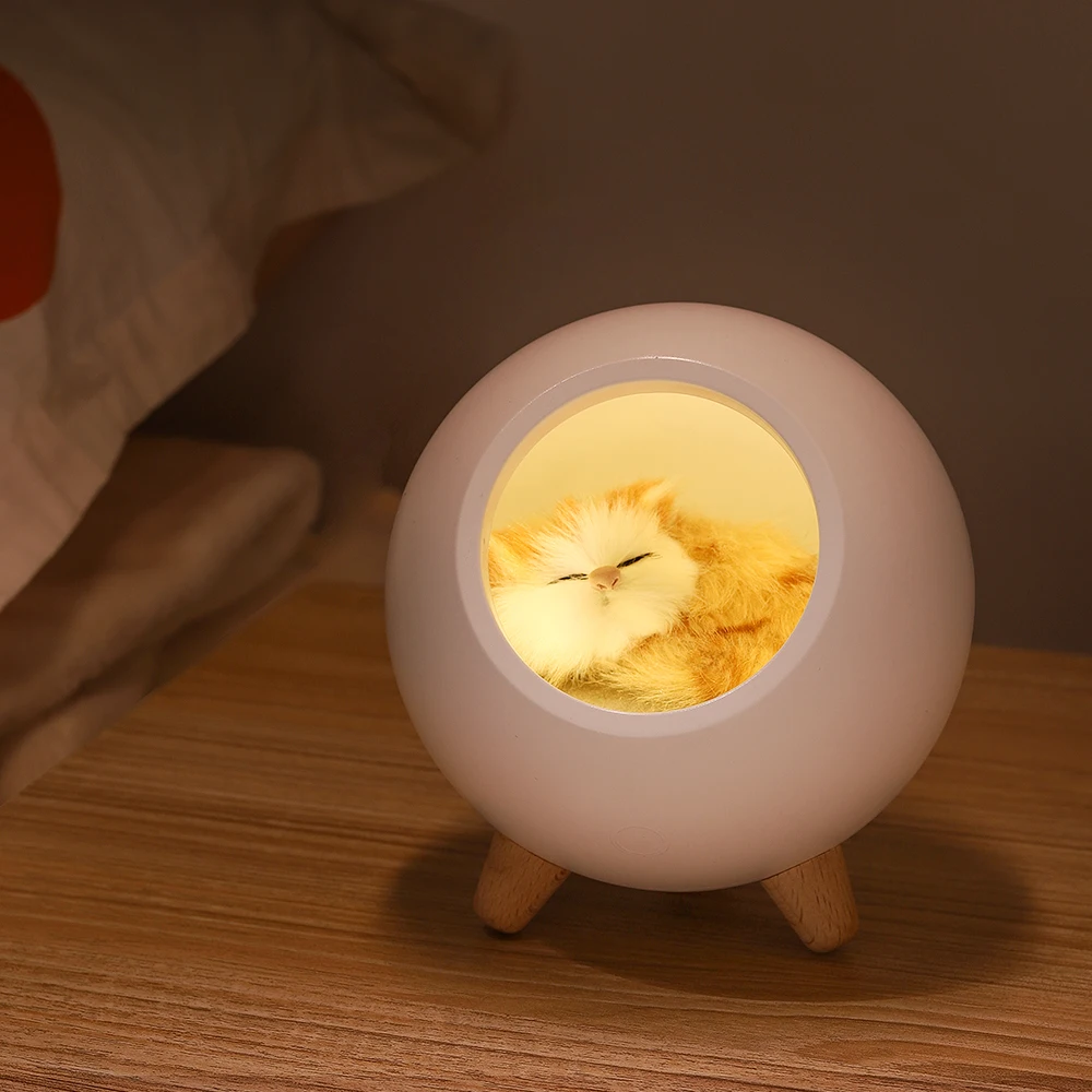 

LED Cute Night Light For Baby Kids Girls Bionic Cat Touch Stepless Dimming Atmosphere Night Lamp Bedroom Decoration Holiday Gift