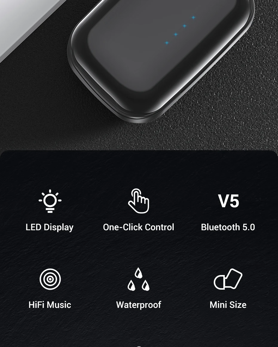TOPK Bluetooth наушники TWS 5,0 настоящие Беспроводные наушники с микрофоном светодиодный дисплей мини гарнитура Беспроводные наушники для Xiaomi iPhone