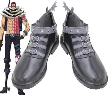 

One Piece Charlotte Katakuri Cosplay Shoes Black Boots Custom Made Any Size