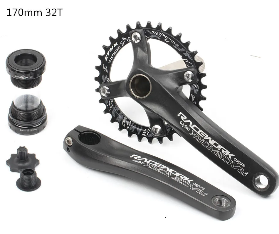 Велосипедная кривошипная цепь 104BCD MTB велосипед шатун алюминиевый сплав с дном 170 мм кривошипная черная 32T 34T 36T 38T пластина