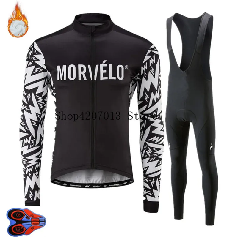 Pro Team MORVLEO Велоспорт Джерси 9D Bib набор MTB Униформа Мужская одежда для велосепидистов Зимняя Теплая Флисовая велосипедная Одежда для велоспорта - Цвет: 15
