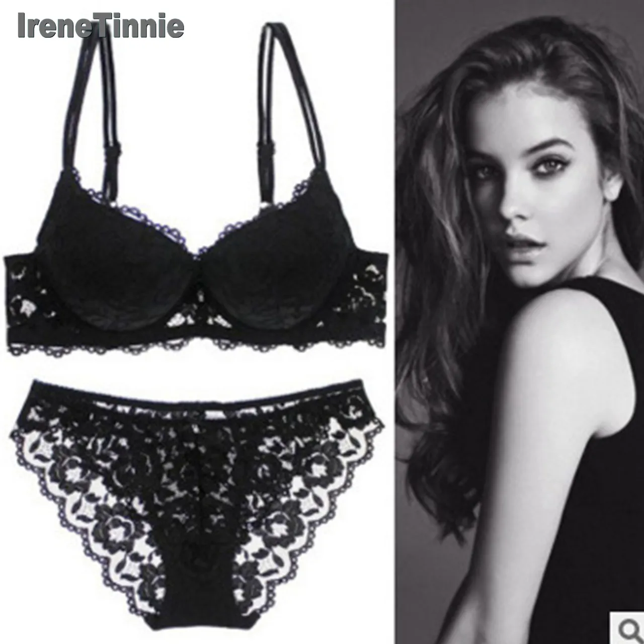 Irene Tinnie Bra Set Sexy Secret Lace Lingerie Underwire Gather Deep V Beauty Back | Женская одежда