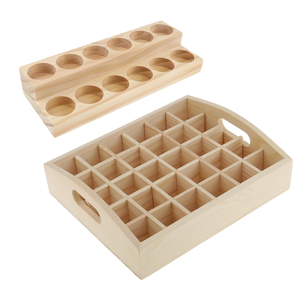 2pcs Wood Essential Oil Box Displaying Case Organizer Holder Rack Stand Shelf for Retail Stores Home Storage