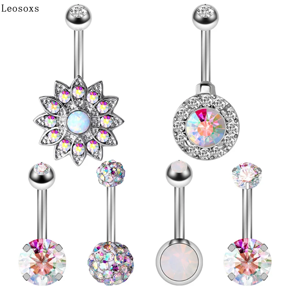 

Leosoxs 1 Set Hot Sale Stainless Steel Belly Button Ring 6-piece Umbilical Nail Body Piercing Jewelry