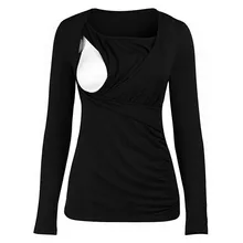 Одежда для беременных, женская пижама для беременных, для беременных, с длинными рукавами, однотонный топ, блузка, одежда, лидер продаж, L500925