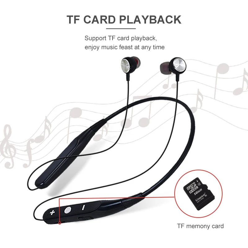 Bluetooth наушники 733 беспроводные наушники спортивные шейные Поддержка TF карты наушники гарнитура с микрофоном