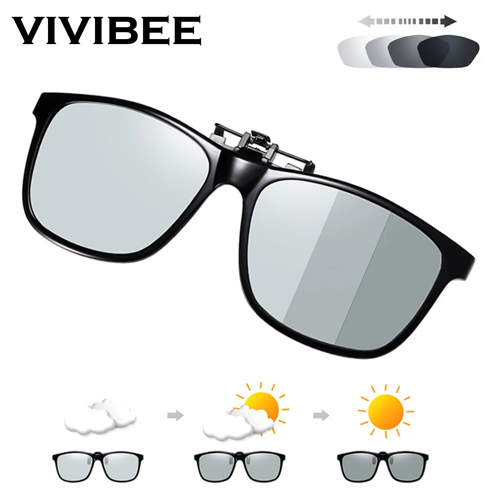 Fishing Polarized Pilot Flip Up Clip on Sunglasses Men Photochromic UV400 Women Driving Sun Glasses Color Change Night Vision