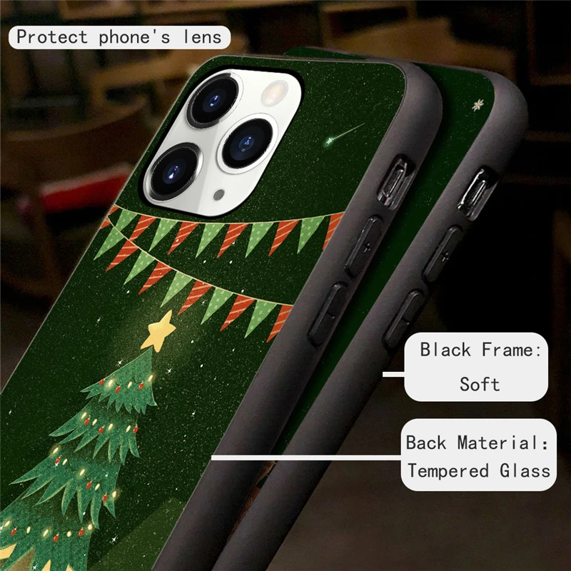 Чехол для телефона с рождественским рисунком Зеленый чехол для iPhone 11 Pro Atrovirens ёлки подарок олень для iPhone 11 Pro Max чехол Xs Max Xr 6 7 8 Plus