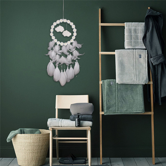 Style Cat Head Dreamcatcher Wind Chimes Wall Hanging Decoration Room Decor For Kid Girls Bedroom Hairball Hanging Pendant
