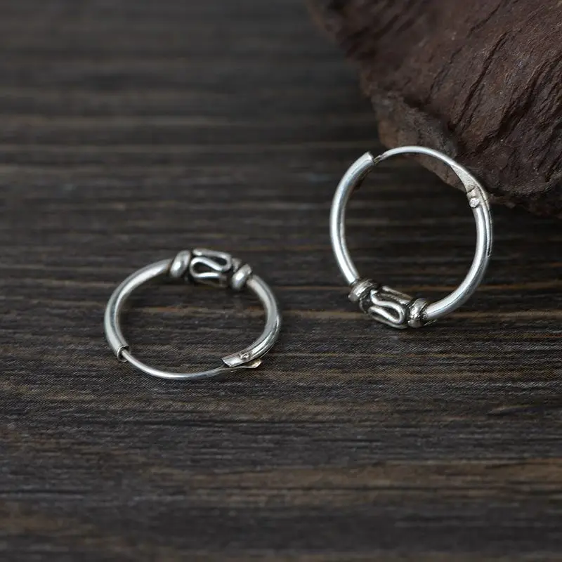 FNJ простые серьги-кольца из серебра 925 пробы, оригинальные серьги из чистого серебра S925 пробы для женщин, ювелирные изделия