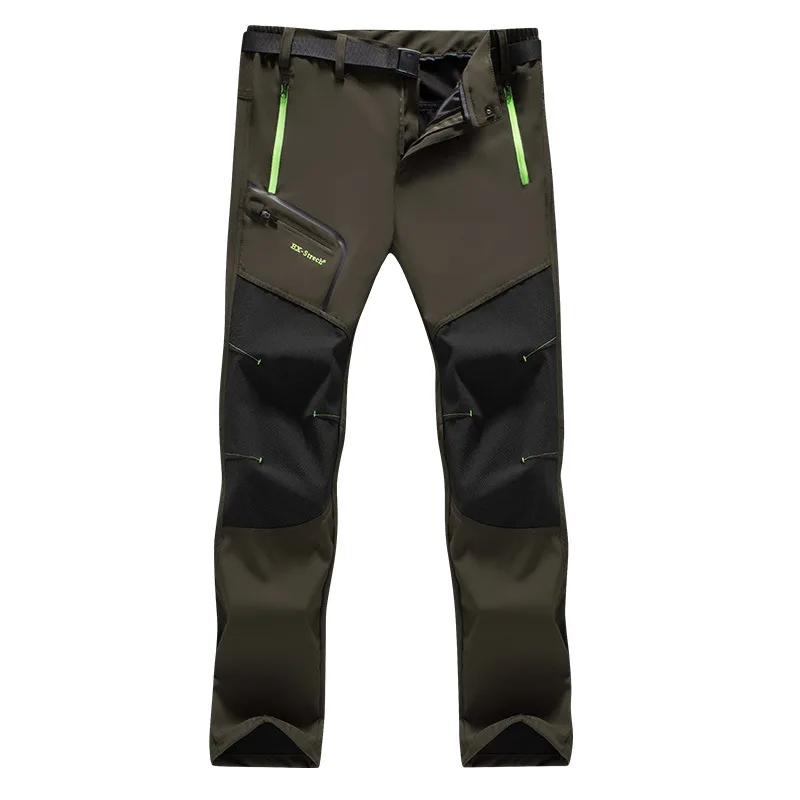 Уличные мягкие быстросохнущие эластичные брюки для рыбалки мужские и женские водонепроницаемые износостойкие дышащие походные альпинистские брюки - Цвет: Men Army green