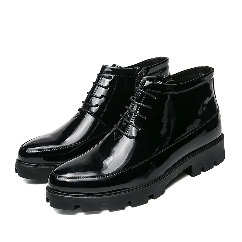 Ботинки martin мужские короткие сапоги высокие сапоги мужские зимние военные ботинки «Челси» в британском стиле мужские ботинки с толстой подошвой, увеличивающие рост - Цвет: Black-707