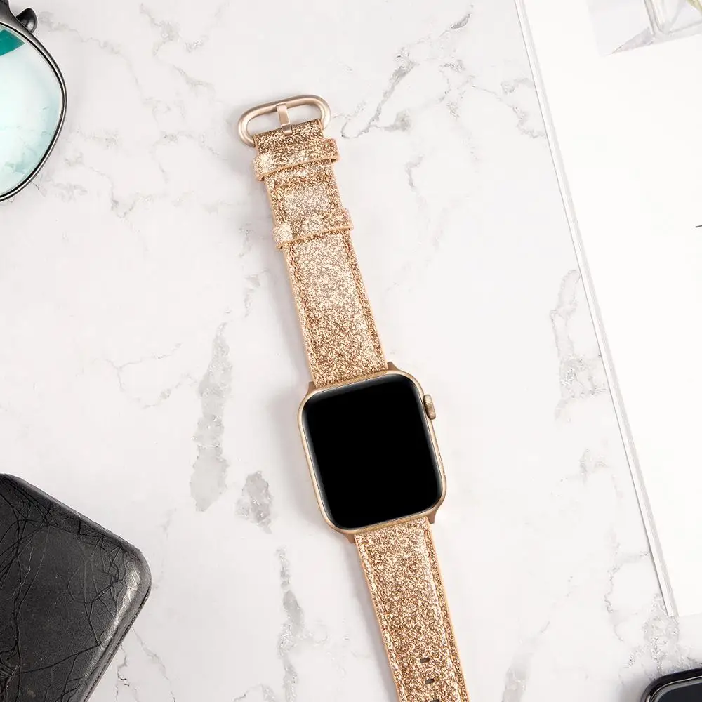 Узкая петля для Apple Watch кожаный ремешок 40 мм 44 мм для iwatch 38 мм 42 мм ремешок серии 5 4 3 2 1 розовое золото Рождество