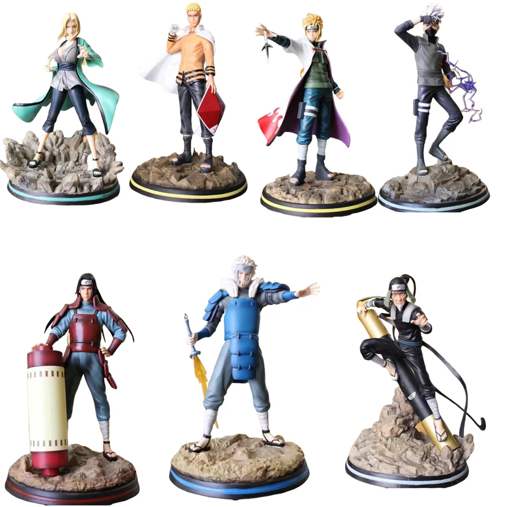 Naruto Shippuden Statue Uzumaki Naruto Hashirama Tobirama Hatake Kakashi Tsunade Action Anime Figures Model PVC Toys Figma Doll