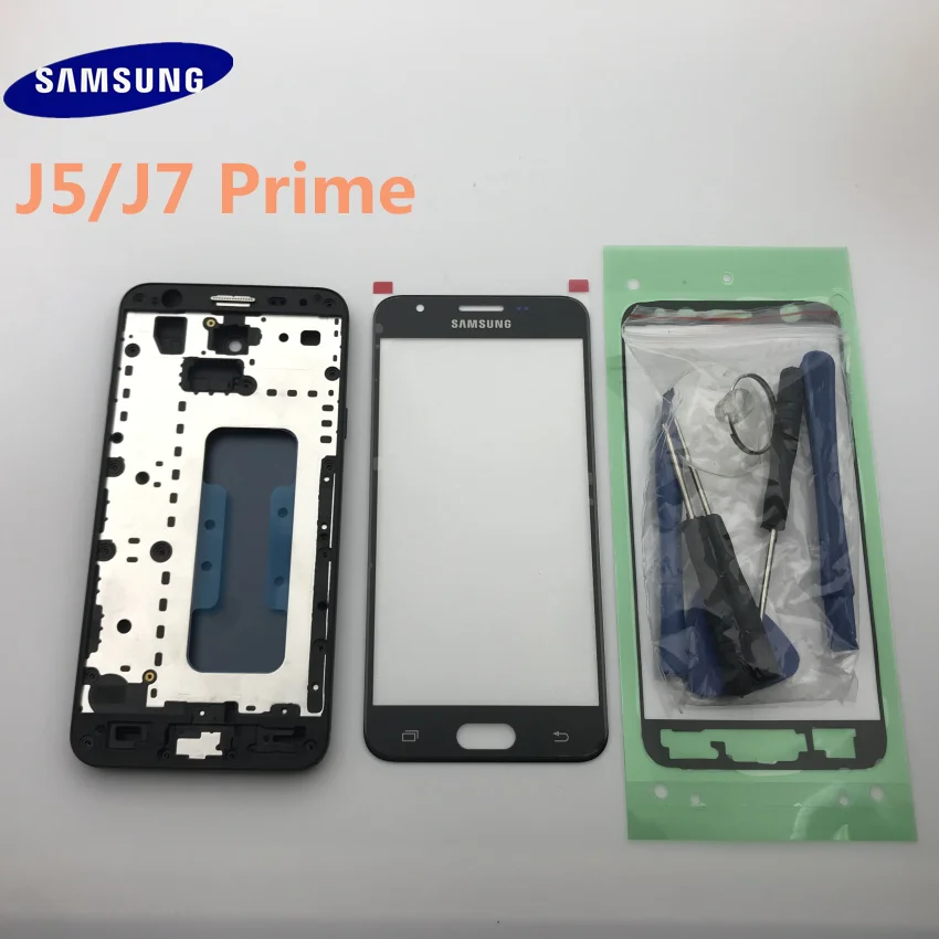 Чехол для samsung Galaxy J5 Prime G570 On5/J7 Prime G610 с полным корпусом, задняя крышка, передняя стеклянная линза+ средняя рамка