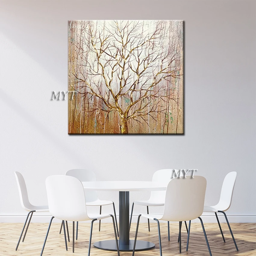ZOPT08 100% Hand painted Abstract Landscape Tree oil painting on canvas wall art 