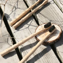 Бамбуковая зубная щетка с древесным углем, экологически чистая деревянная ручка, портативная зубная щетка для путешествий, зубная щетка для ухода за полостью рта, Прямая поставка