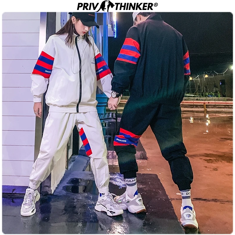 Privathinker, осень, хип-хоп, уличный стиль, модные мужские комплекты, комплект из двух предметов, с принтом, свободный костюм, мужской уличный танцевальный спортивный костюм