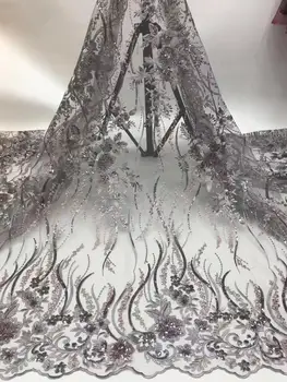 

3D Flowers Latest sequins African Cord Lace Fabric High Quality Gold Line Nigerian Lace Fabric For Wedding African Lace Fabric