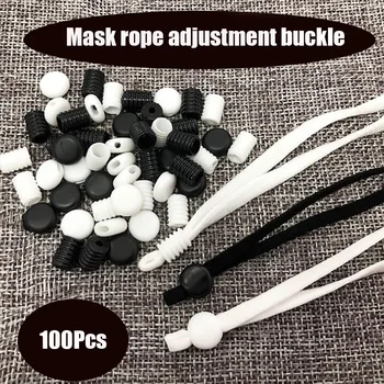 

100Pcs Mask Buckle Elastic Band Mouth Mask Band Adjustable Buckle Band Cord Stretch String For Mouth Mask Accessories