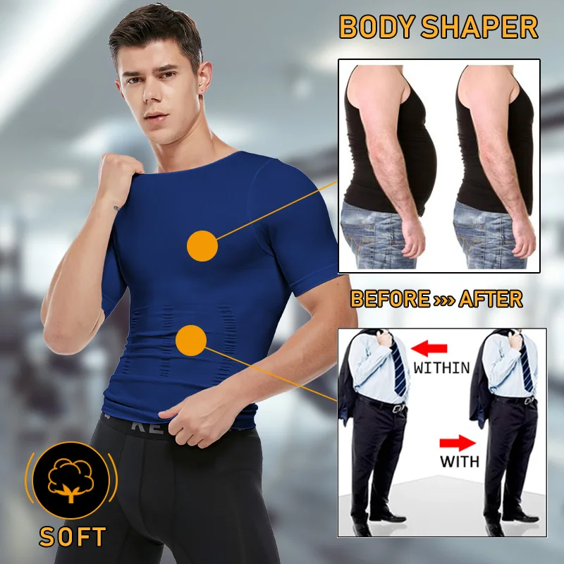 Мужская похудения Body Shaper MaleCompression груди рубашки для потери веса в области живота, приспособление для формирования футболки животик Управление Корректирующее белье корсет с функцией тренажера талии