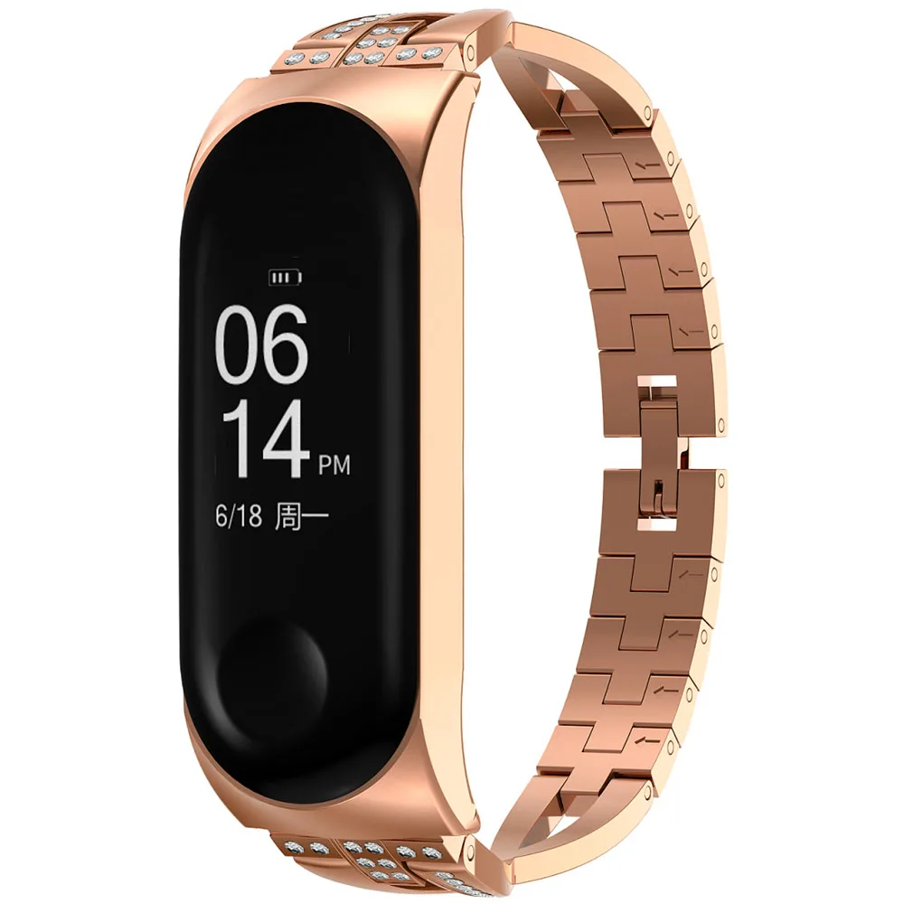Mi Band 4 замена роскошные умные часы на запястье Нержавеющая сталь браслеты Xiaomi MiBand 3/4 band+ металлический корпус