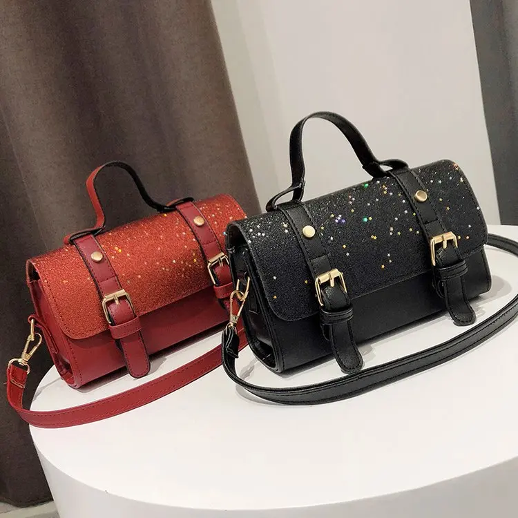 

2018 Summer New Style PU Handbag Document Bag Solid Color Brand New Car Suture Banquet Hard Small Single-shoulder Bag P