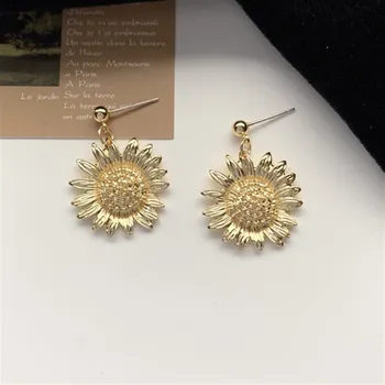 

Trendy Metal Gold Plant Women Dangle Earrings sunflower Eardrop Bohemian Drop Earrings Jewelry Statement