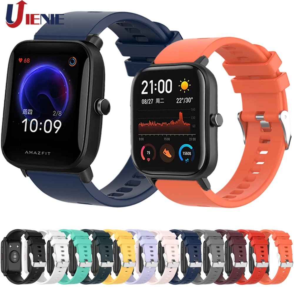 

For Amazfit Gts 2/ Bip U Strap Silicone Watch Band for Xiaomi Huami Bip BIT Youth/ Gtr 42mm/Haylou Ls02 Bracelet 20mm Sport Band
