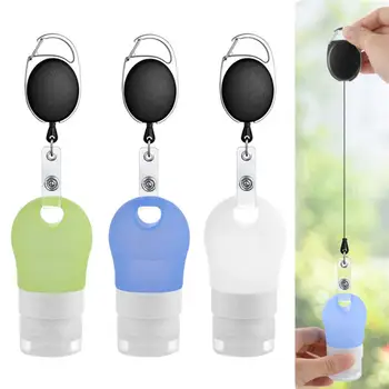 

Leakproof Silicone Refillable Containers Squeezable Reusable Hand Sanitizer Empty Travel Bottles with Keychain Carriers