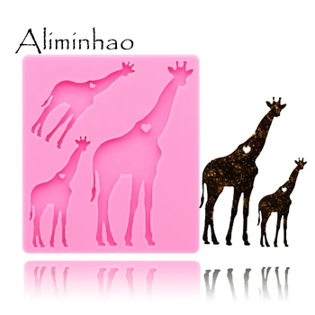 

DY0106 Shiny silicone Giraffe family mother/baby molds DIY epoxy resin molds for jewelry Decorative Craft Keychain Mold