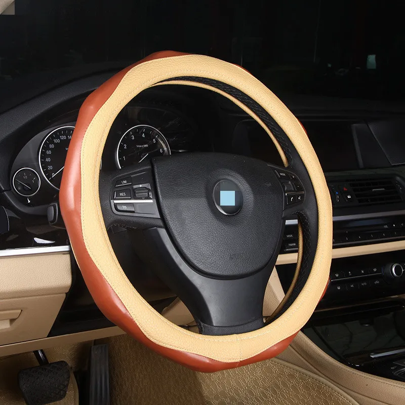 35-40 см Натуральная кожа крышка колеса экологически чистый Автомобильный руль спортивный протектор для автомобиля руль 38 см