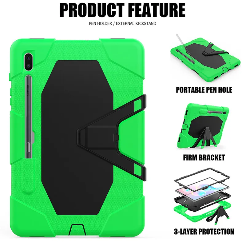 Light Green Силиконовый Прочный Гибридный чехол-подставка для samsung Galaxy Tab S6 10,5 SM-T865 SM-T860 T860 T865 Shockprrof Tablet Funda - Цвет: Light Green
