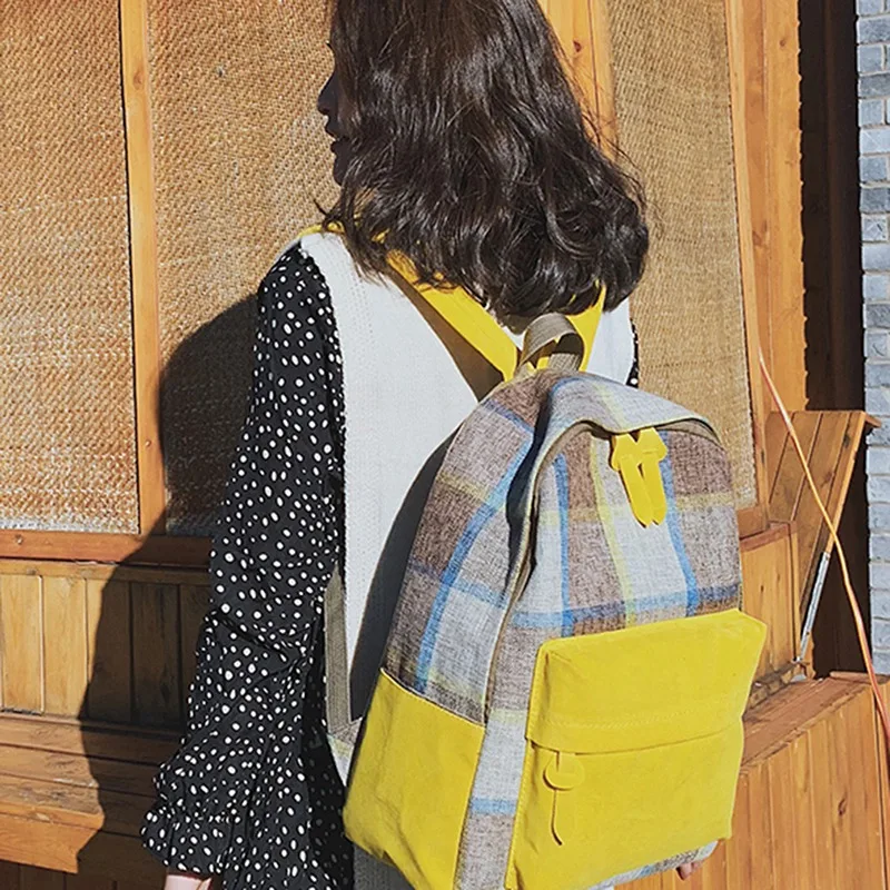 

2019 New Fashion Suede Shoulder Bag Women's Plaid Large Capacity Travel Backpack Student Trend Reading Backpack