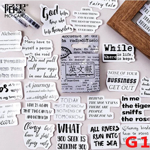 G1 English Newspaper 45 шт./кор. наклейки Мини мультфильм канцелярские наклейки для кавайный Дневник Журнал наклейки этикетки для печати альбом украшения DIY - Цвет: G1 English Newspaper